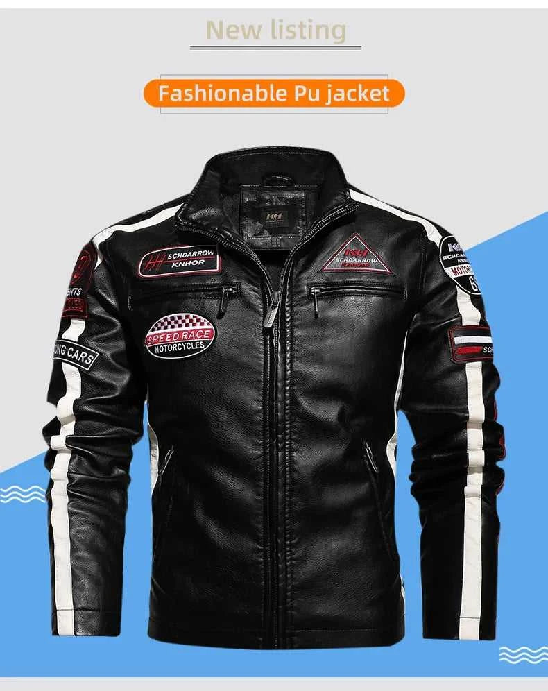 European American New Fashion Women's Plus Size Casual Trendy Stand Collar Long Sleeve Contrast Color PU Jackets Male Coats Tops The jack market .AU The jack market .AU Men Fashion $ 91 14:10;5:361386