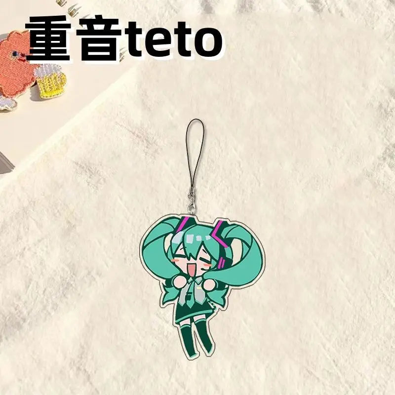 Hatsune Miku accent teto peripheral mobile phone chain car keychain anime acrylic pendant doll toys girl halloween gift