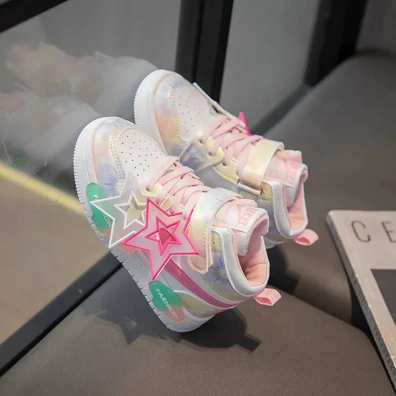 Girls Sneakers with Stars Color Matching Non-slip Fashion Children Princess High-top Sport Shoes Kids Casual Running Shoes The jack market .AU The jack market .AU Mum & Kids: Essential Products for Every Family $ 48 14:1052#pink;200000124:200000334