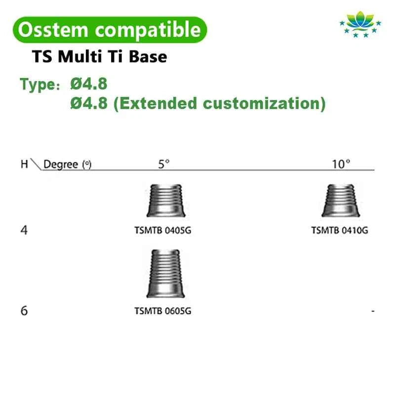 Osstem Multi-Unit Titanium Base Abutment CAD/CAM Grade 5 Ti-Base High Precision Implant Restoration for Dental Clinics & Labs