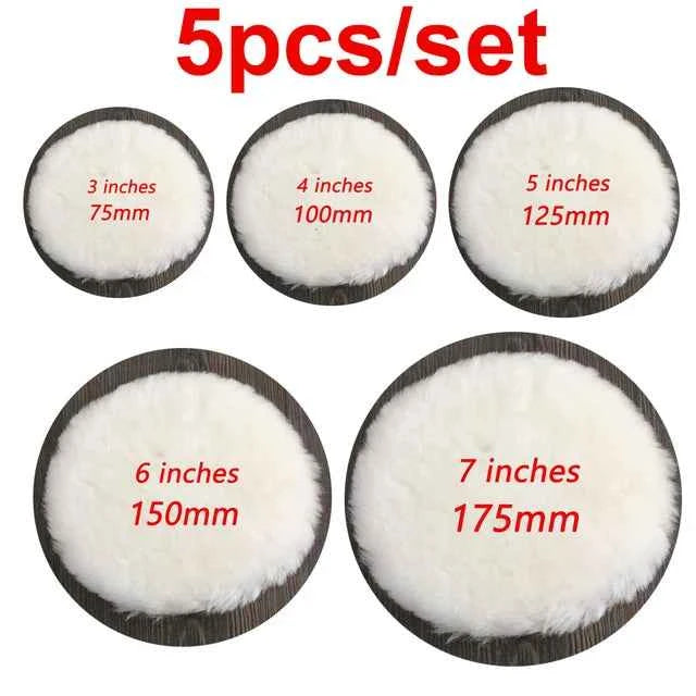 5Pcs Car Polishing Pad Wool Polishing Disc Car Body Waxing Buffing Pad Paint Care Polisher Pad Car Cleaning Tools 3/4/5/6/7 Inch