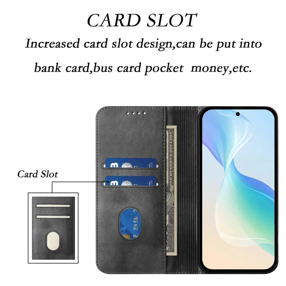 Luxury Leather Wallet Flip Case for Xiaomi Redmi 15/15C & Poco C85 - Magnetic Back Cover
