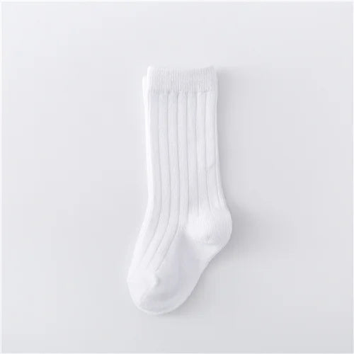 0-5Years Kids Boys Girls Socks Cotton Solid Striped Soft Baby Knee Long Children's Socks School Sport Baby Boy Sock 12 Color