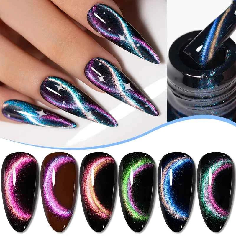 PUENTE Cat Eye Magnetic Gel Nail Polish - Vibrant Starry Galaxy Effect, Soak Off UV, 7.5ML