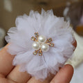 10PCS/Lot 6.5CM Pearl Center Handmade DIY Fabric Flowers Hair Accessories Dress Shoes Hats Decoration