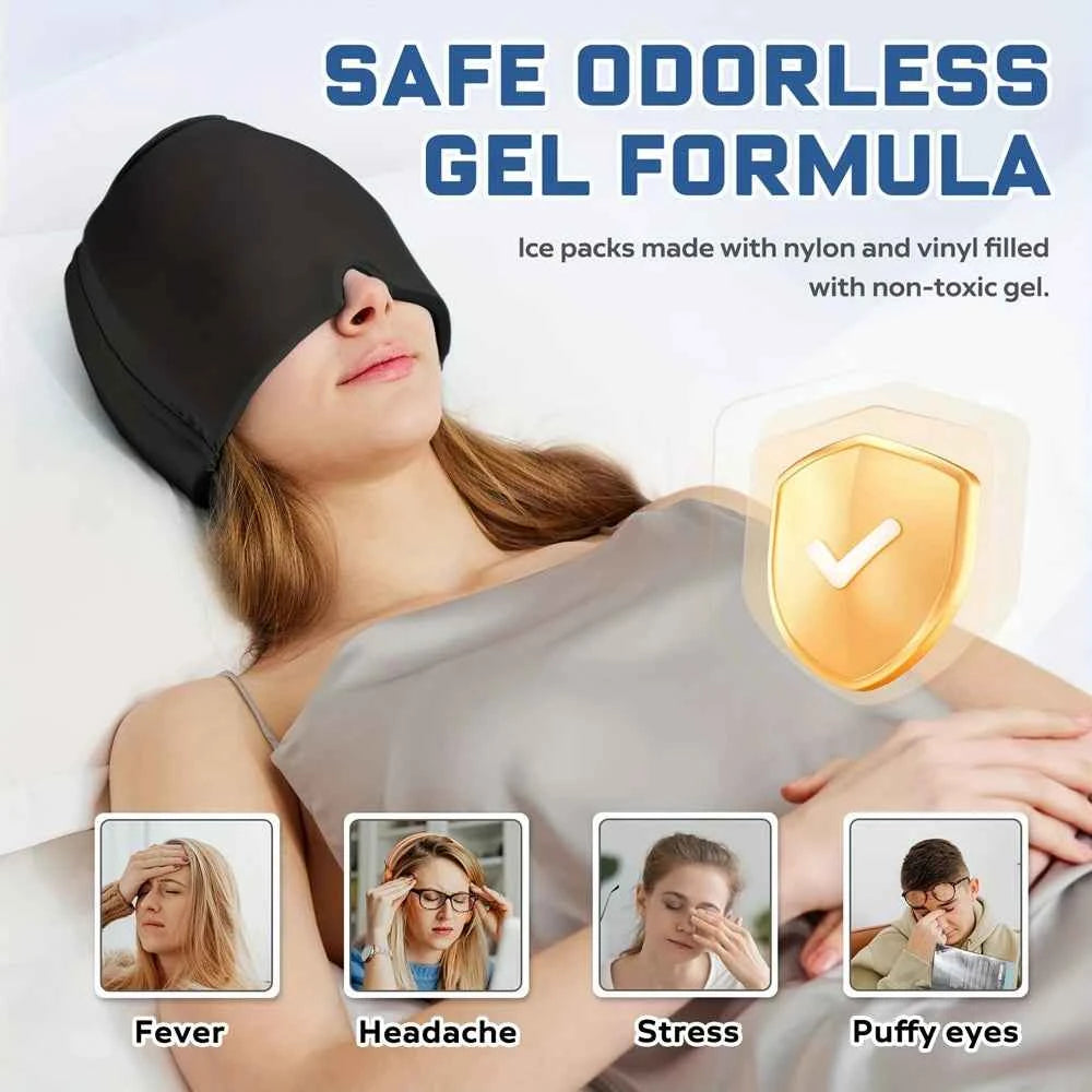Migraine Relief Cap - Dual Hot & Cold Therapy Head Wrap for Headaches, Sinus Pressure & Puffy Eyes