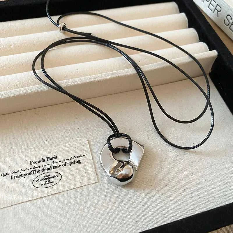 Fashion Spiral Heart-Shaped Pendant Necklace for Women Adjustable Long Black Wax Rope Clavicle Chain Charm Couple Birthday Gift The jack market .AU The jack market .AU Jewellery & Chains $ 48 200001033:200003757#5