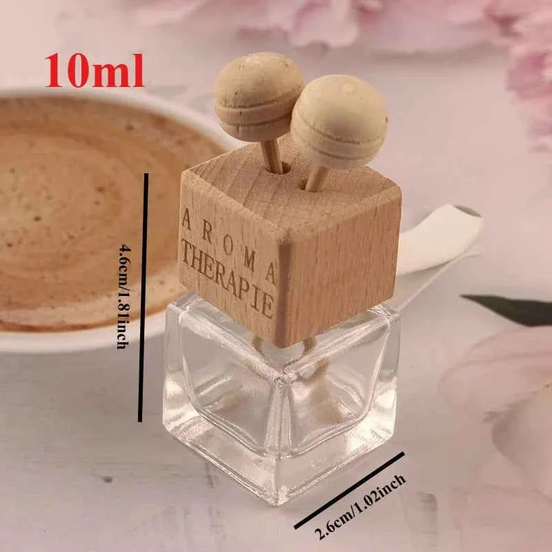 10pcs 10ml Empty Glass Essential Oil Diffuser Bottle with Lid for Car Air Freshener Vent Clip Portable Perfume Fragrance Bottle