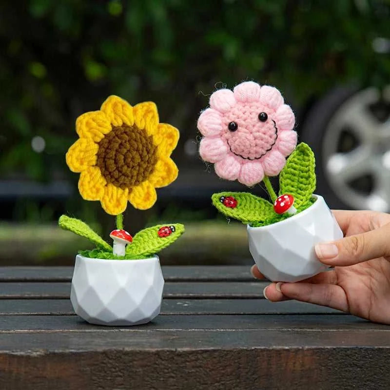 Sunflower Crochet Flower Artificial Hand Woven Flowers Finished Girasol Crochet Plants Wedding Guest Gifts Desktop Decoration The jack market .AU The jack market .AU $ 23 14:200013901#S27