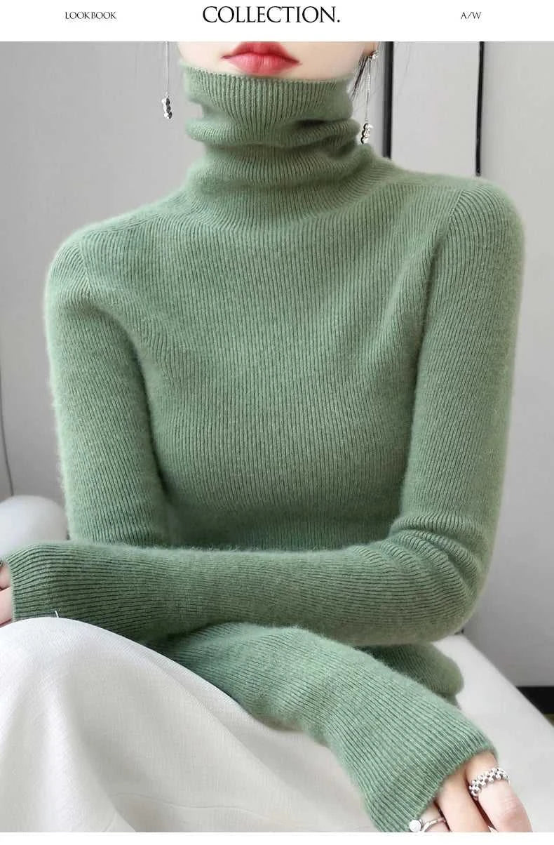 100% Merino Wool Long-sleeved Turtleneck Pullover Women's Autumn Winter Slim Sweater Basic Women's Clothes Cashmere Sweater The jack market .AU The jack market .AU Woman Fashion $ 75 14:1052#black;200007763:201336100;5:4182