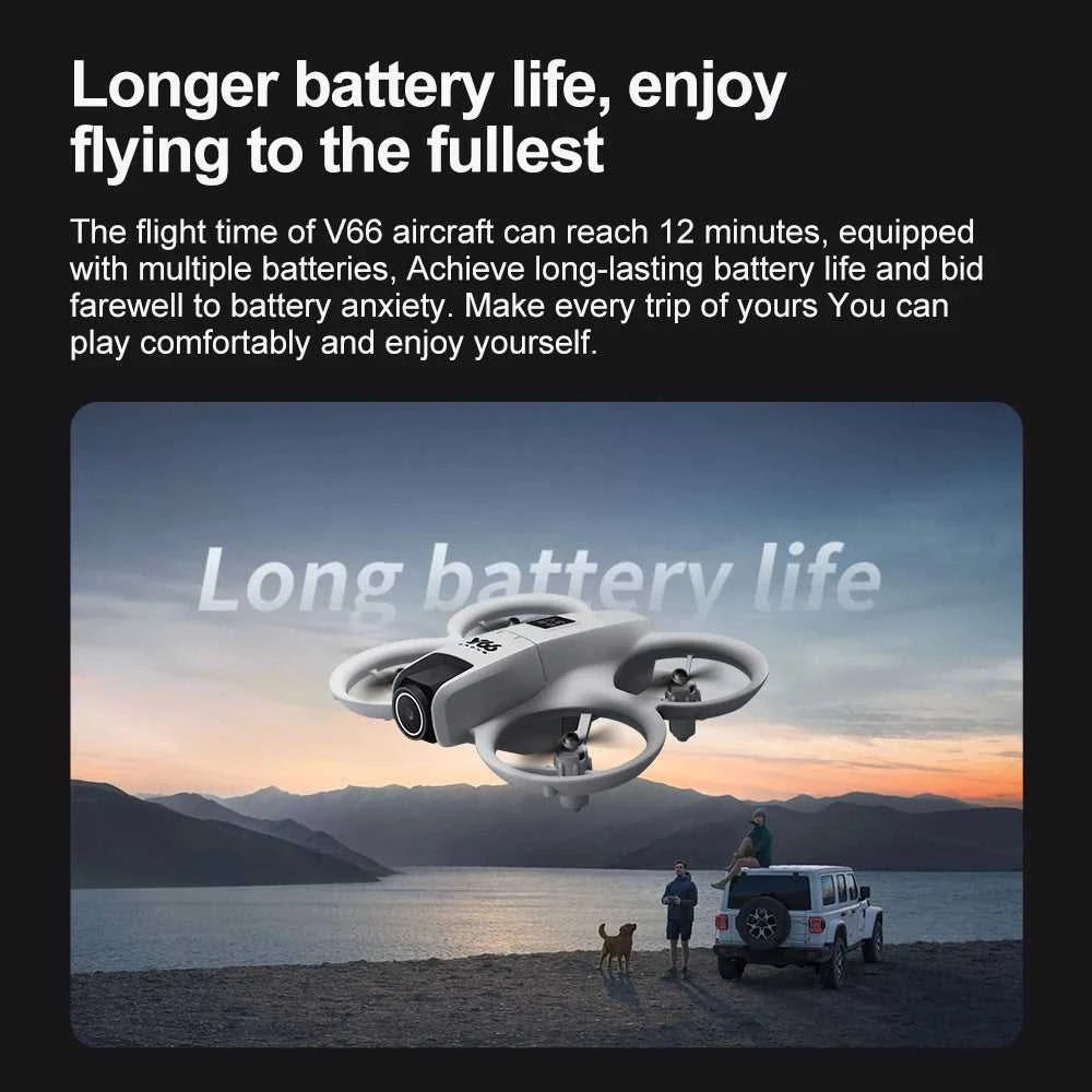 V66 Mini Drone 4K Profesional Dual Camera Headless Mode Obstacle Avoidance WiFi FPV Dron 360° Flip RC Quadcopter Toys for Kids The jack market .AU The jack market .AU Drones $ 85 14:10#Grayish White