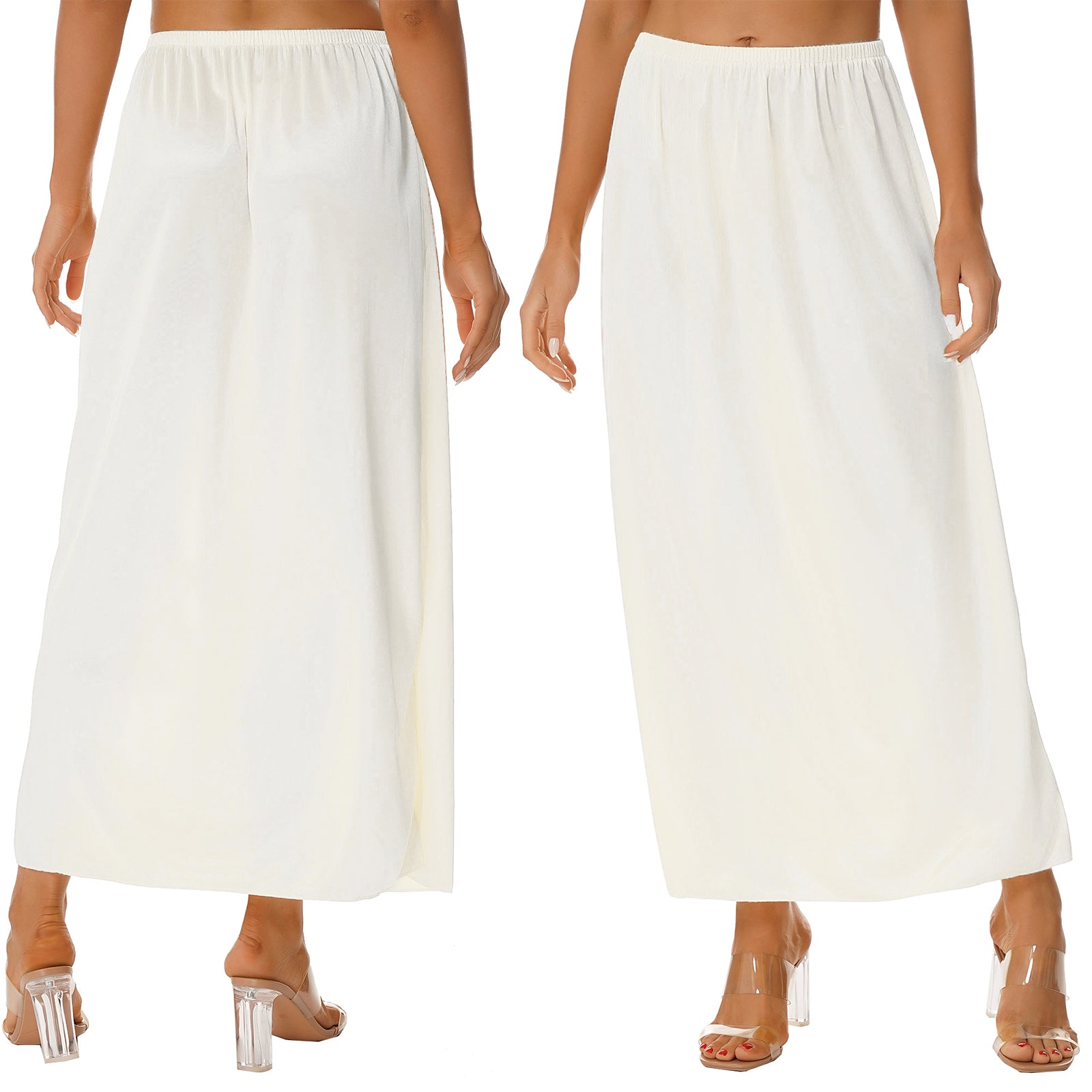 Womens Petticoat Skirt Solid Half Slip Underskirt Summer Elastic Waist Inner Lining Midi Skirt Long Underskirt for Party Dress