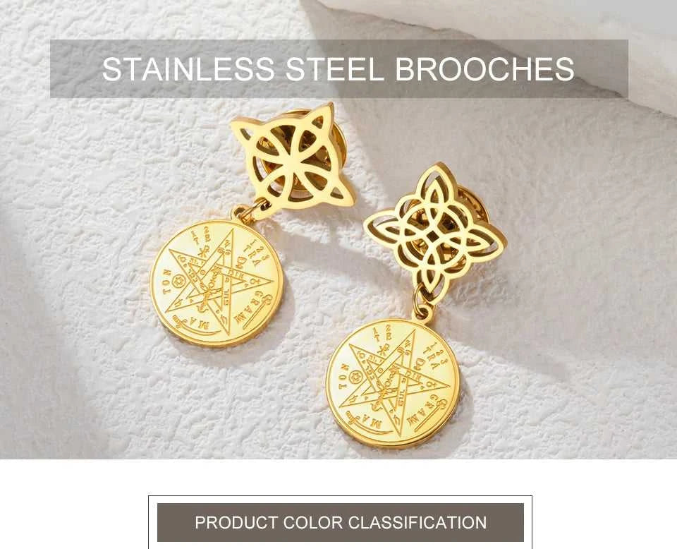 Witch Knot Tetragrammaton Pentagram Badge Pins Stainless Steel Brooch for Women Men Amulet Accessories Witchcraft Jewelry Gifts The jack market .AU The jack market .AU Jewellery & Chains $ 47 200001033:350853#A Steel Color