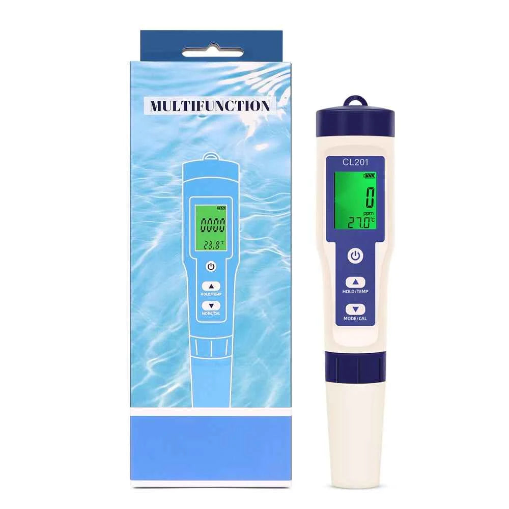 Multifunctional Chlorine Testing Pen 2/3/4/5 in 1 Water Quality Tester CL2 TEMP pH H2 ORP Measuring For Aquarium Swimming Pool