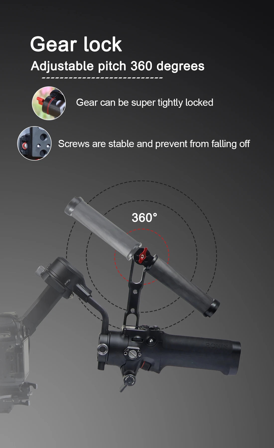Carbon Fiber L Bracket Handle Grip Foldable Cold Shoe Mount Clamp for DJI Ronin RS3 RS4 Mini RS2 RSC2 Handheld Gimbal Stabilizer
