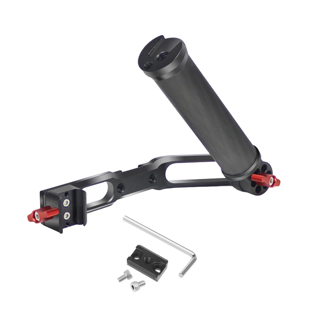Carbon Fiber L Bracket Handle Grip Foldable Cold Shoe Mount Clamp for DJI Ronin RS3 RS4 Mini RS2 RSC2 Handheld Gimbal Stabilizer