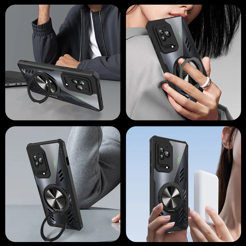 Magnetic 360° Rotation Stand Phone Case For Black Shark 5 Pro 5RS Case Graphene Heat Dissipation Transparent Cover