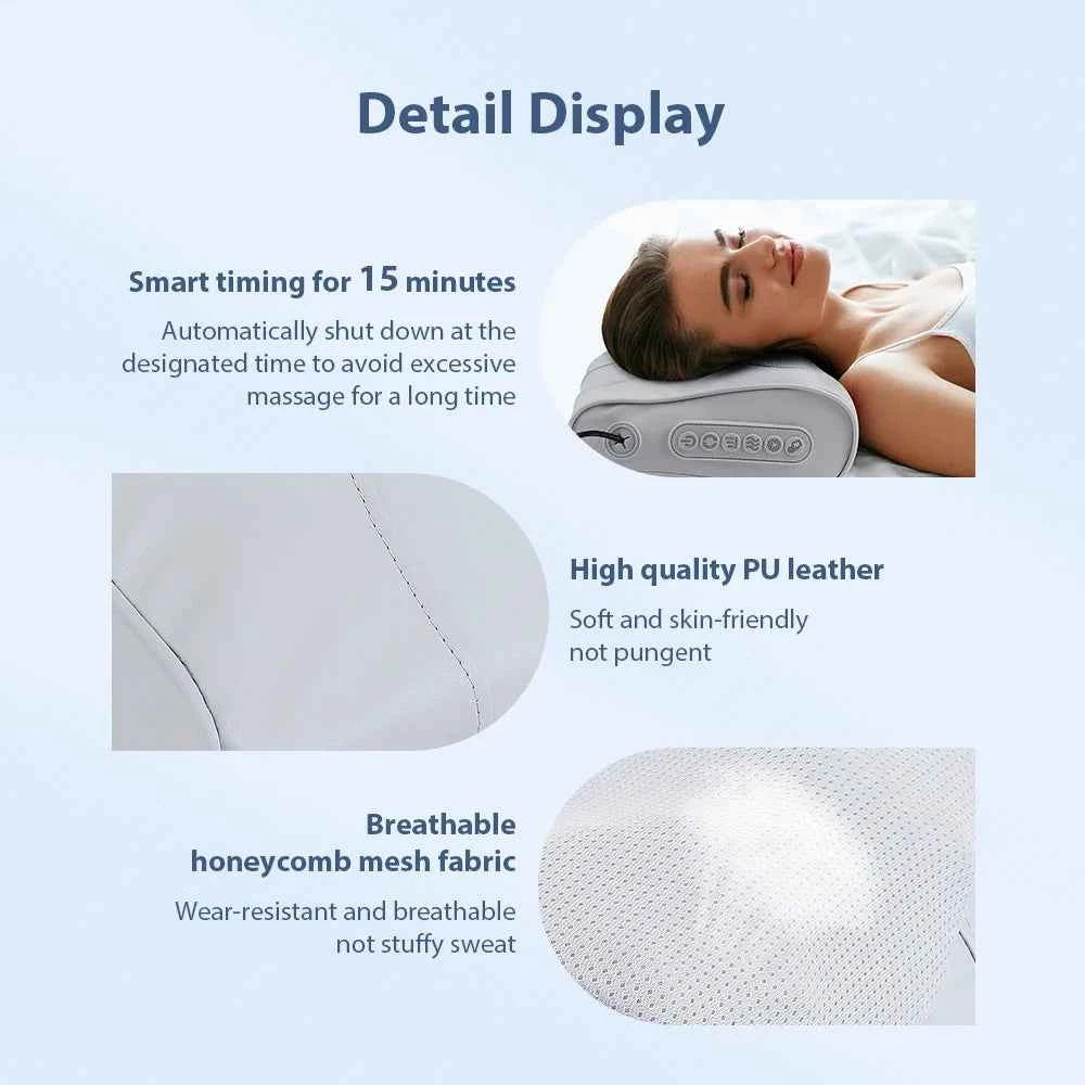 RelaxPro Electric Neck & Shoulder Massage Pillow - Soothing Kneading Relief for Back & Cervical Comfort