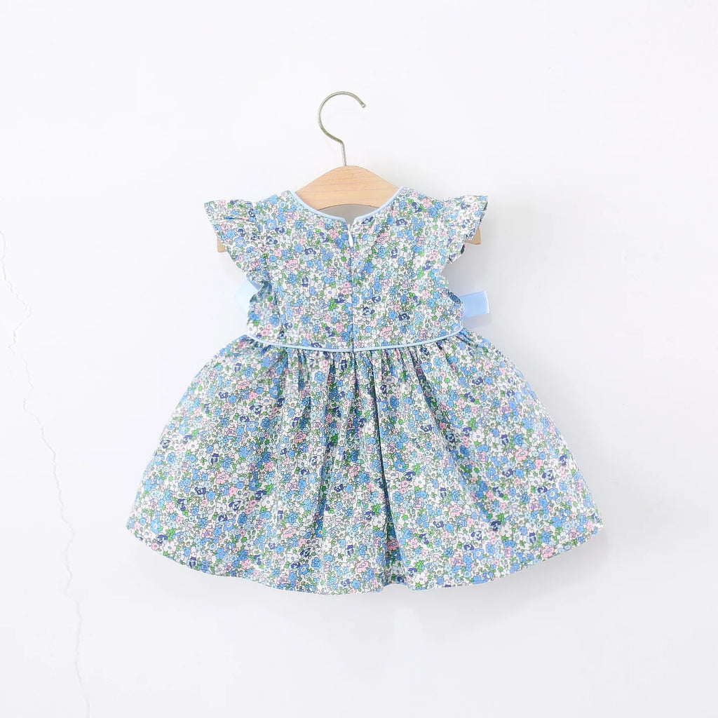 Floral Delight Baby Dress by [Brand Name] - Adorable Sleeveless Design with Sweet Bow for Girls 9 Months to 4 Years