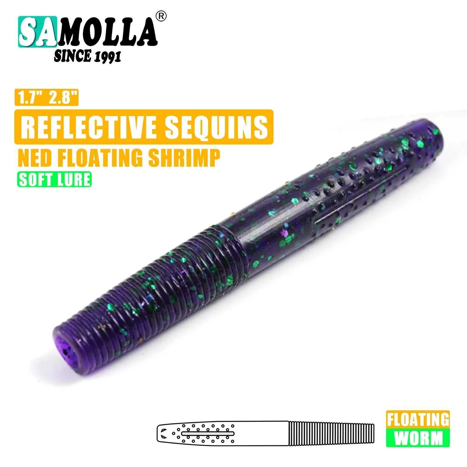 SAMOLLA Floating Worms Bass Fishing Lure Soft Plastic Artificial Bait Ned Wacky Rig Tpe Floating Weightless Leurre Souple Wobble The jack market .AU The jack market .AU Fishing Gear $ 21 14:29#A;5:100014443#4CM 10PCS
