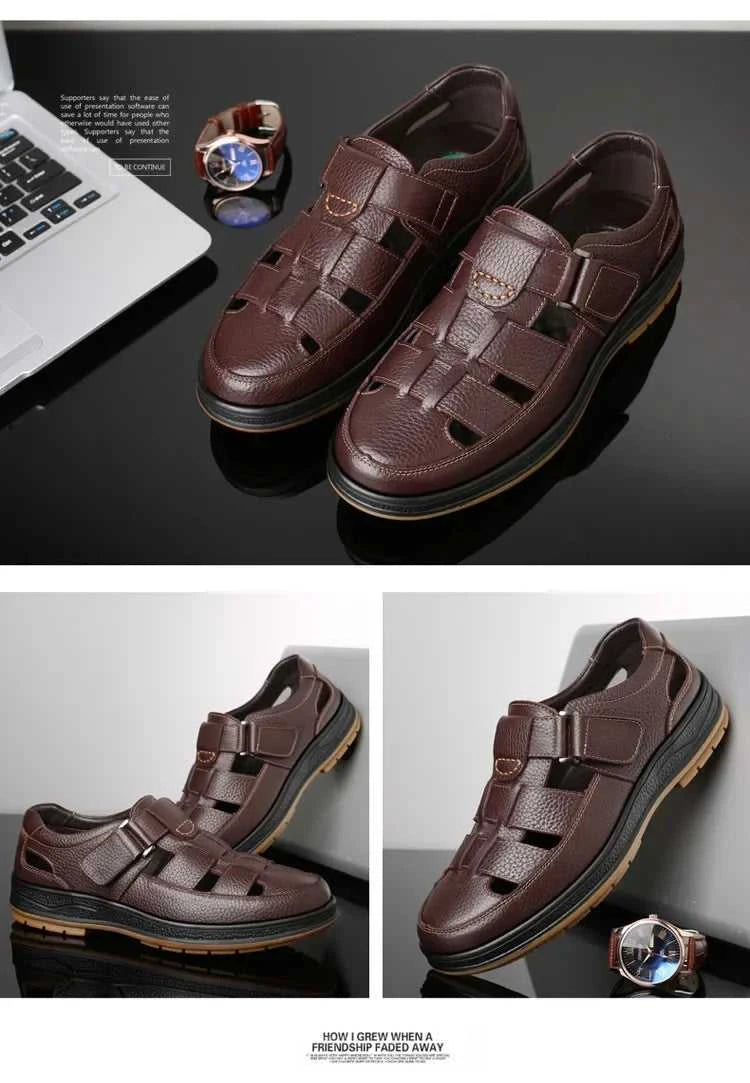 Men's Genuine Leather Sandals Breathable Summer Casual Shoes Soft Bottom Anti-Slip Hollow out Design Comfortable Dad Shoes The jack market .AU The jack market .AU Step Up Your Style: Trendy Shoes for Every Occasion! $ 74 14:193;200000124:200000364