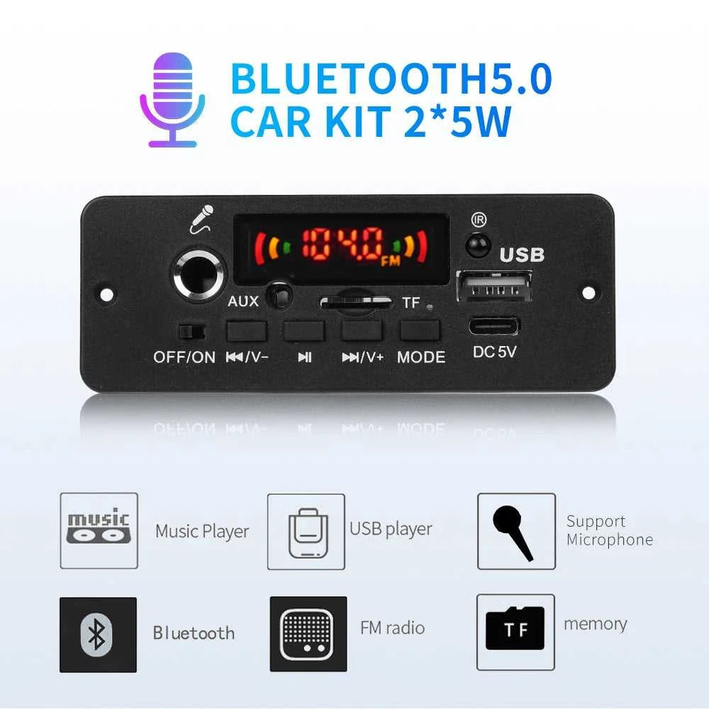 Bluetooth 5.0 10W Amplifier MP3 Decoder Board Wireless Music Player 5V Car FM Radio Module USB TF for Music Subwoofer Speaker The jack market .AU The jack market .AU Home $ 50 14:193#2X5W