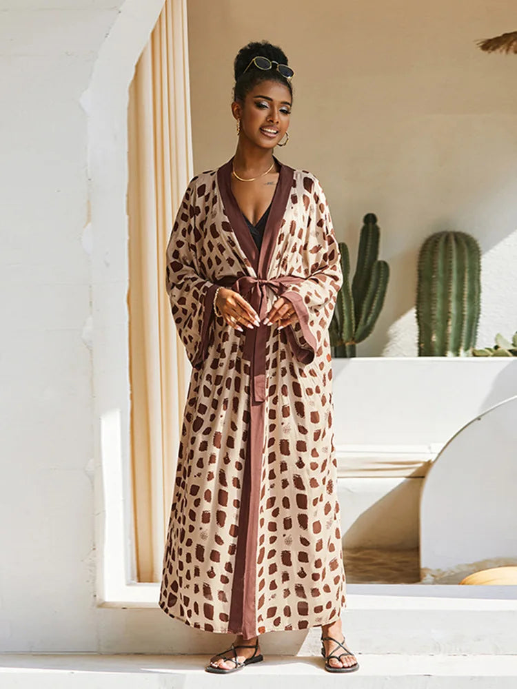 2026 Women's Kaftan Beach Cover-Up Dress - Stylish Long Tunic for Summer Bikinis & Beachwear