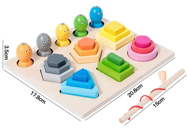 Montessori  Wooden Color Shape Cognitive Classification Matching Puzzle Children's Magnetic Fishing Learning Educational Toys