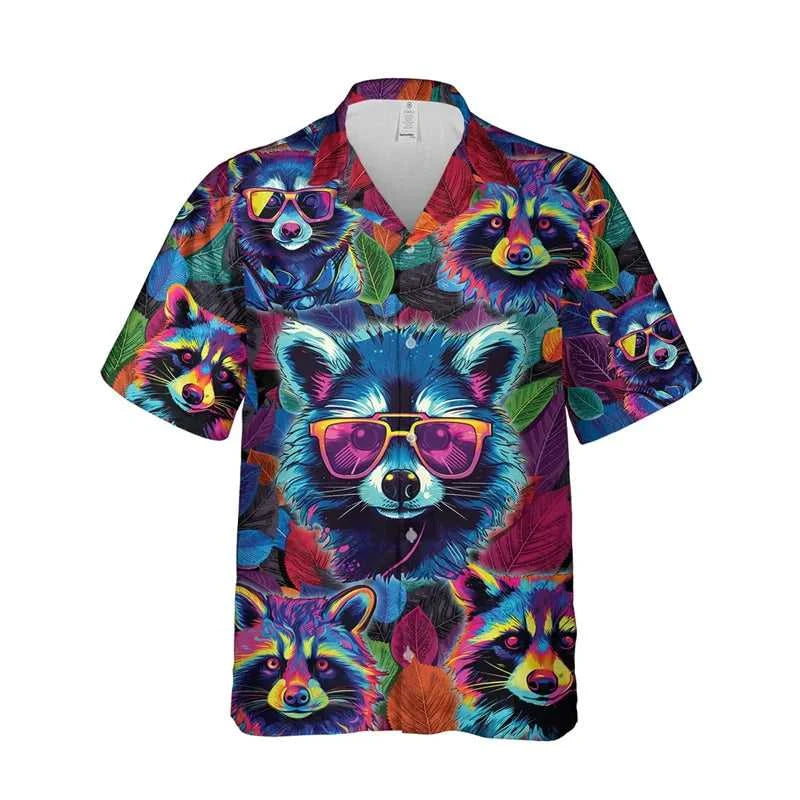Funny Animal Raccoon 3D Print Beach Shirts For Men Procyon Lotor Lover Short Sleeve Bear Lapel Blouse Hawaiian Boy Button Tops The jack market .AU The jack market .AU Men Fashion $ 30 14:193#CS2024AT1802;5:100014064