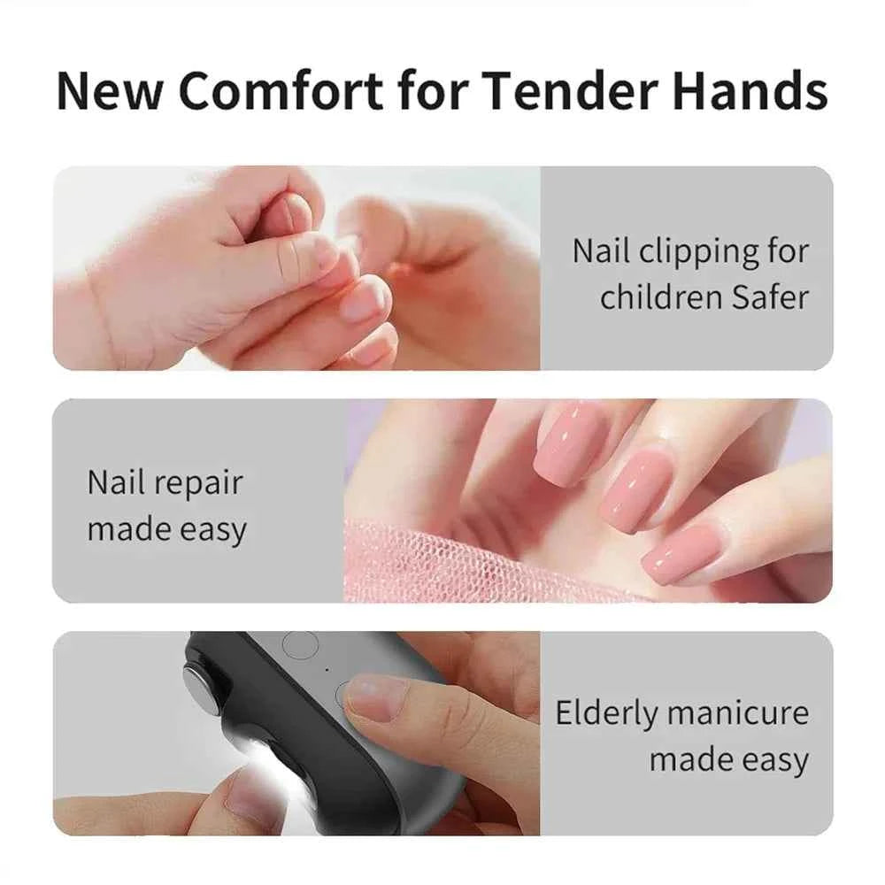Rechargeable Electric Nail Clipper & Trimmer with Light - Portable Fingernail Cutter and Storage
