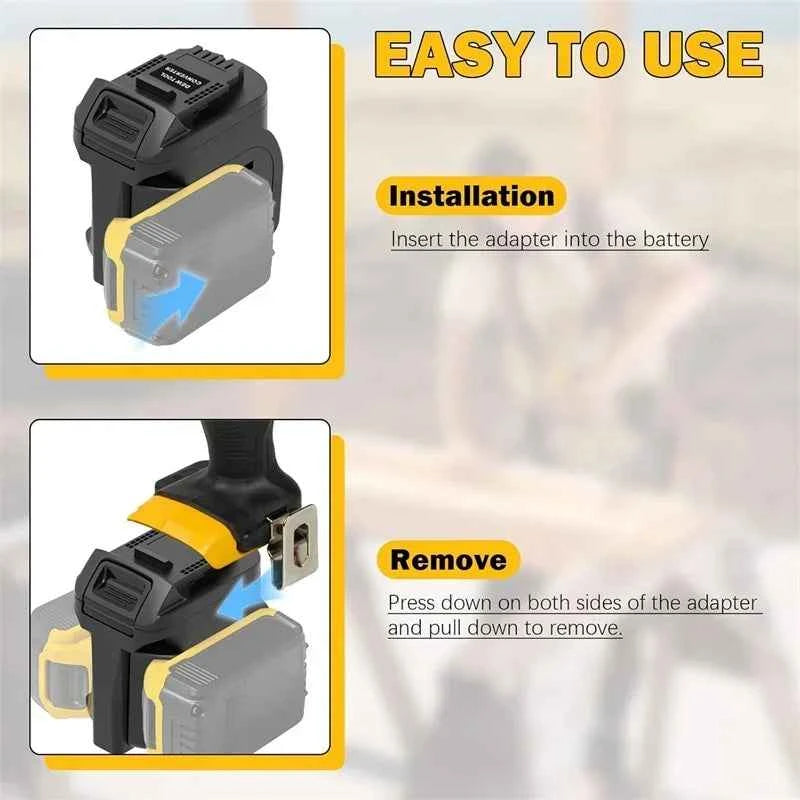 Portable Dual Battery 2-in-1 Battery Adapter Converter for Dewalt 18V 20V Li-ion Batteries for Dewalt 20V Cordless Power Tools