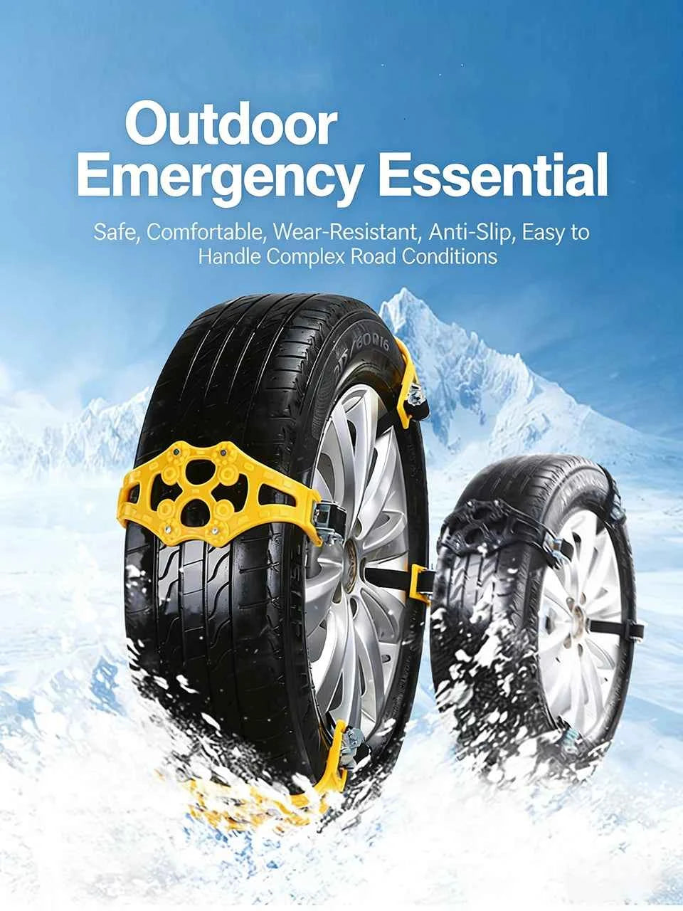 Car Snow Chains Universal Easy Install Tire Anti-Slip Chains for SUV Sedan Ice Snow Muddy Road Durable Emergency Traction Chains