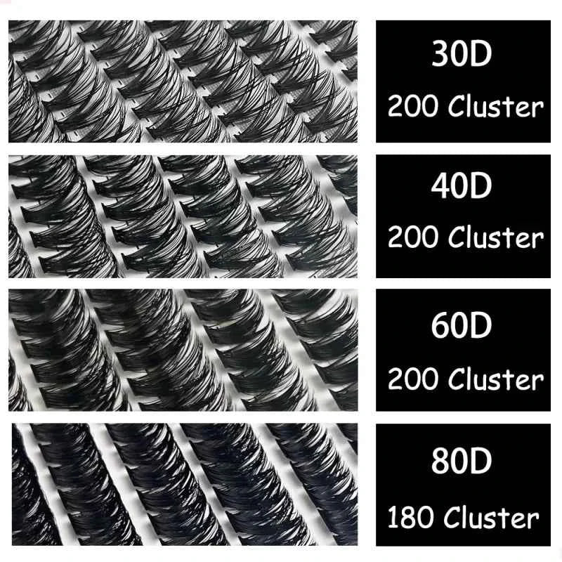 Mink False Eyelashes by [Brand Name] - 3D Volume Cluster Lashes, 30D-80D, Natural Look, Perfect for Stunning Makeup