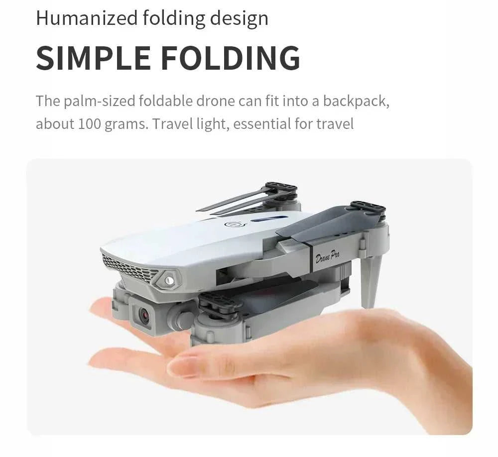 Foldable E88 Mini Drone with 4K HD Camera WiFi FPV Function RC Quadcopter Aircraft Toy Ideal Gift for Both Kids and Adults The jack market .AU The jack market .AU Drones $ 71 14:691#Gray-Dual-4K-Bag