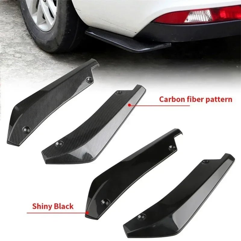 Car Front Rear Anti-collision Corner Protection Universal Carbon Fiber Gloss Black Bumper Strip Rear Spoiler Modification Parts