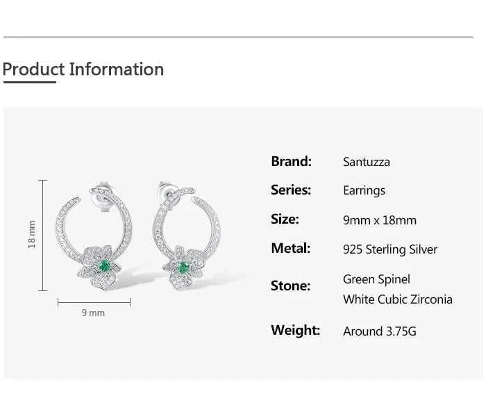 SANTUZZA Pure 925 Sterling Silver Earrings For Women Sparkling White CZ Green Spinel Orchid Flower Circled Fashion Fine Jewelry The jack market .AU The jack market .AU Jewellery & Chains $ 85 <none>