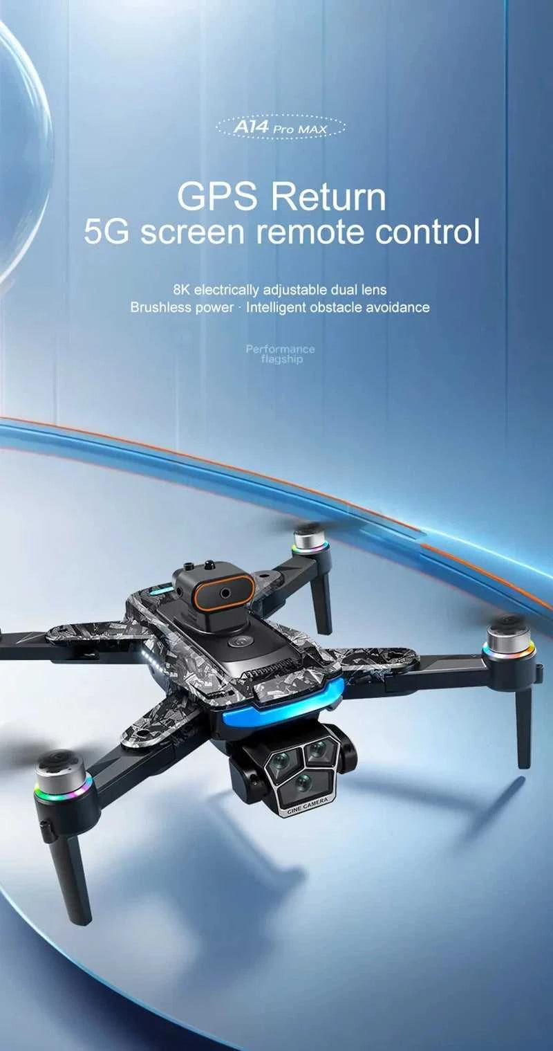 Drone A14Pro Max 8K HD Three Camera Brushless Optical Flow Obstacle Avoidance Foldable Quadcopter UAV 4.5-inch Large Screen Toys The jack market .AU The jack market .AU Drones $ 48 14:10#Only Parking Apron