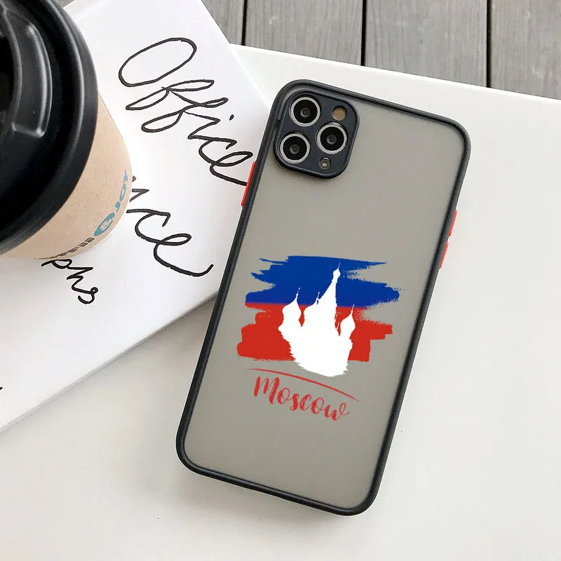 Fashion Russian Flags Emblem Phone Case for IPhone 16 15 12 11 13 14 Pro Max Mini X XR XS 7 8 Plus Russia Elements Cover Funda