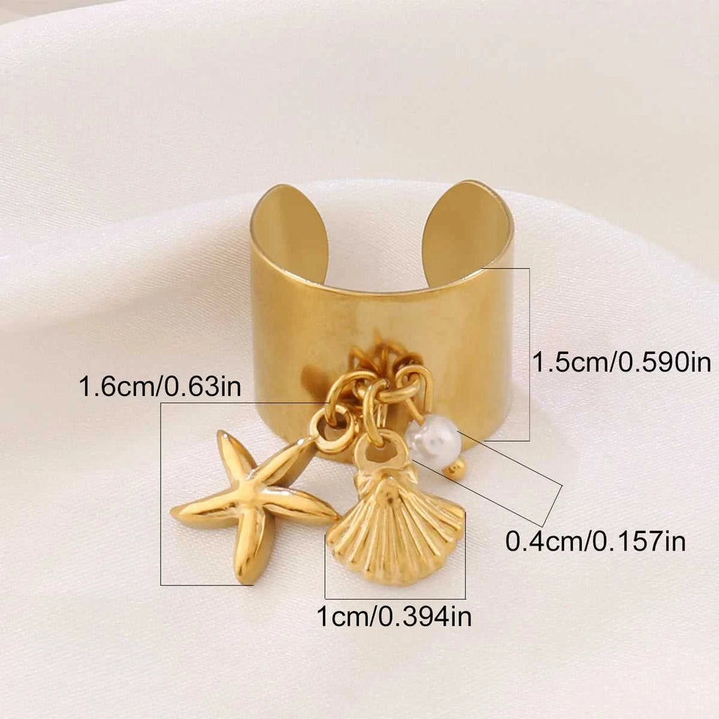 316L Summer Beach Ocean Shell Starfish Rings For Women Stainless Steel FishTail Seahorse Conch Open Ring Girl Party Jewelry Gift The jack market .AU The jack market .AU Jewellery & Chains $ 48 200000783:10#B7214