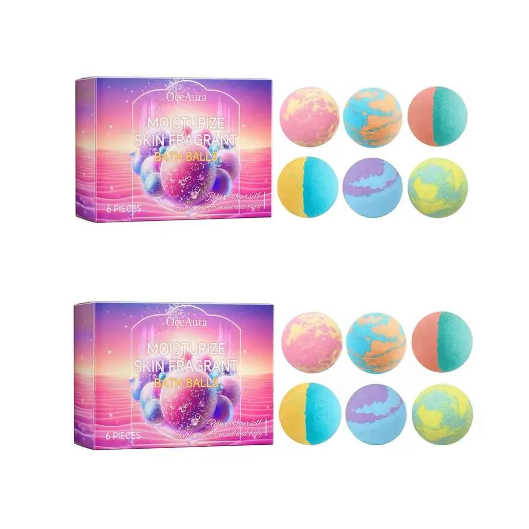 Colorful Bliss Bath Balls Set - 6 Scented Moisturizing & Exfoliating Spa Treats for Relaxation and Skin Renewal
