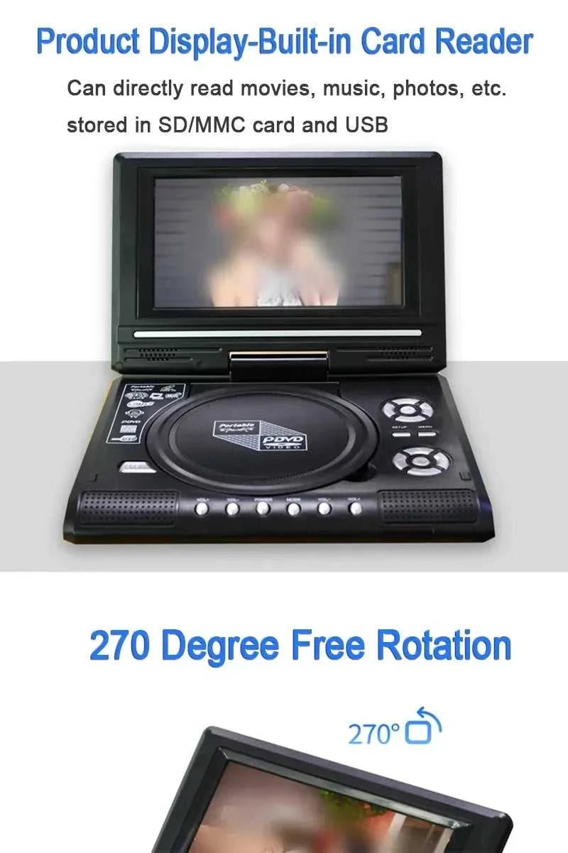 9.8 Inches Portable DVD Player High Clarity TV Function Built-in Card Reader Swivel Screen Mobile DVD Player for Travel The jack market .AU The jack market .AU Accessories Electronics $ 123 14:350853#7.8 inch UK Plug