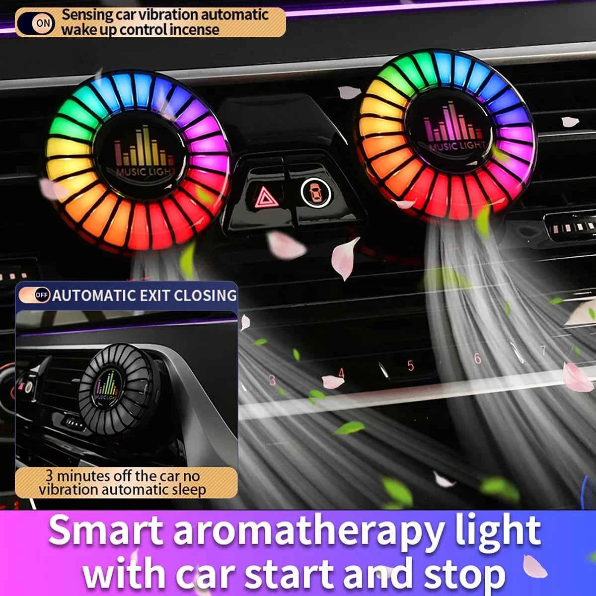 Car Music Rhythm Lamp Air Freshener RGB LED Strip Sound Control Voice Rhythm Atmosphere Light  256 Colors Option App Control