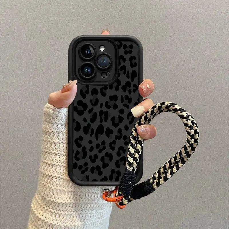 Leopard Print Hang Strap Case for OPPO Reno 12F 11F 10 5G 11 12 8 Pro 8T Reno 7 4G 5 6 Lite A60 A78 A58 A77 A57 A98 A38 A18 A17