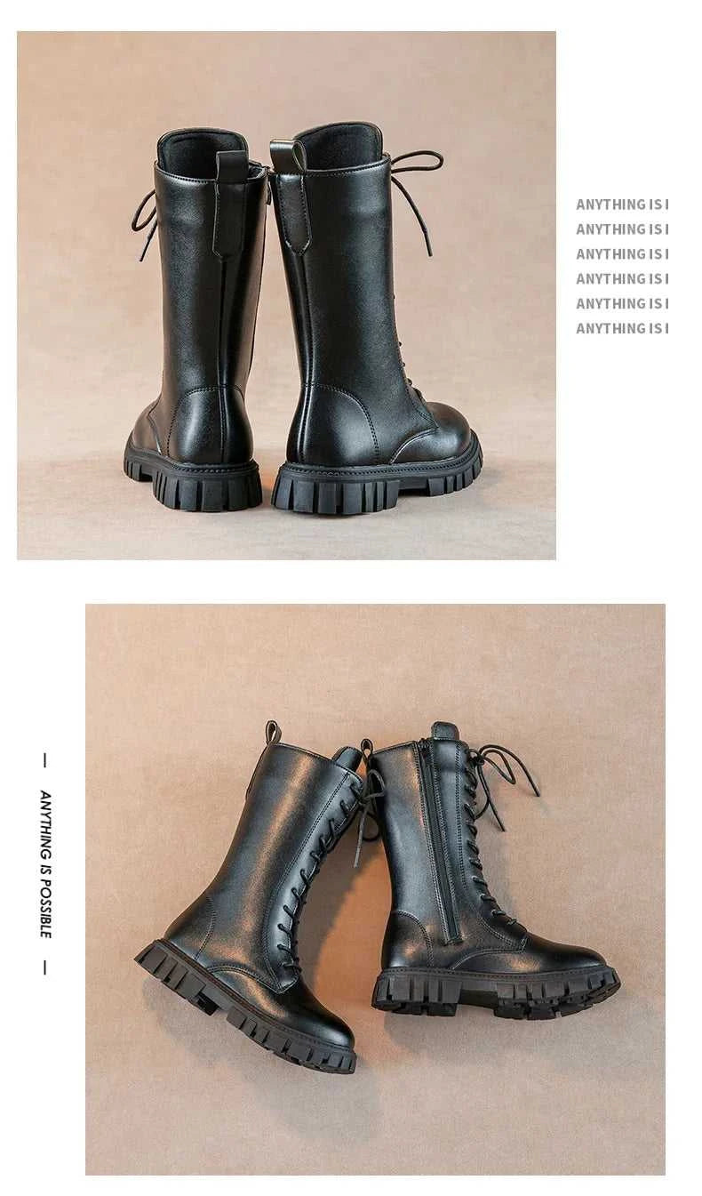 Girls Princess High Boots Black Beige Versatile Kids Causal Boots Spring Autumn Non-slip Children's Long Boots Solid Color PU The jack market .AU The jack market .AU $ 46 14:771#black;200000124:100010440