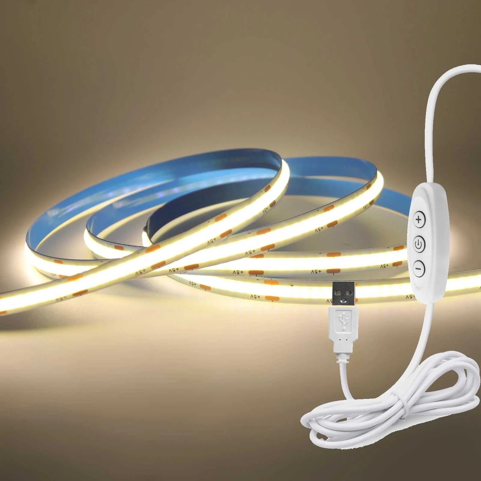 5V USB COB LED Strip Light with 3Key Dimmer 320LEDs/m Flexible Tape Natural Warm White for Room TV Mirror Backlight Cabinet Lamp The jack market .AU The jack market .AU Home $ 50 136:173#Warm White;380:201451169#0.5m