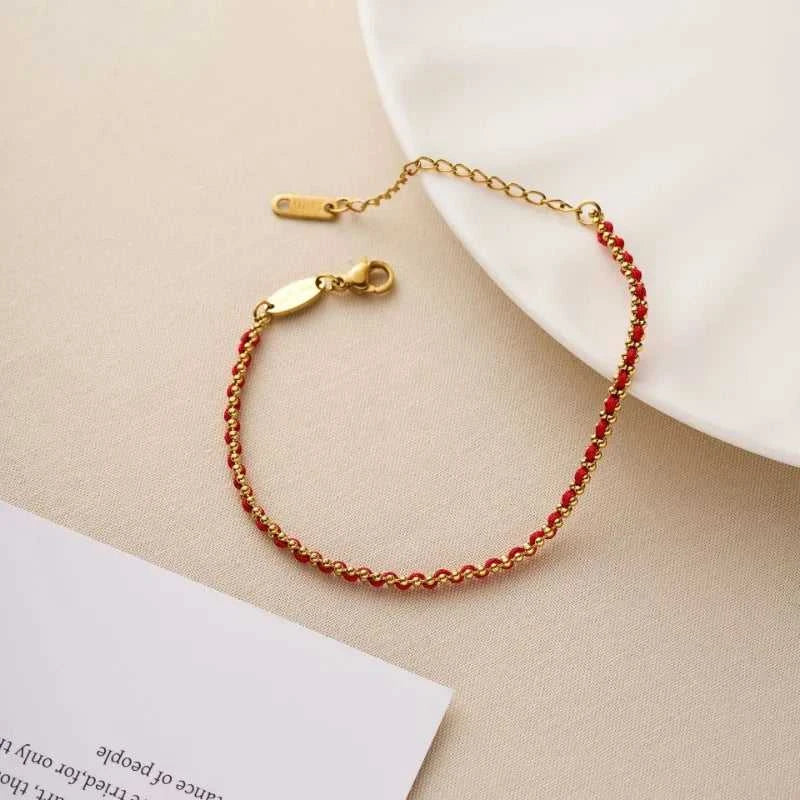 Personality Golden Titanium Steel Red Rope Woven Lucky Beads Bracelet for Woman Couple and Friends Ankle Bracelets Jewelry Gift The jack market .AU The jack market .AU Jewellery & Chains $ 52 200001034:5740#Red string bracelet