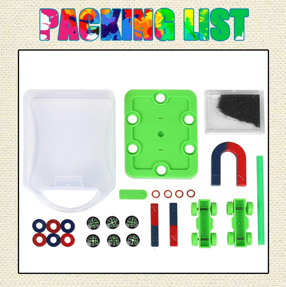 Science Magnet Set Basic Physics Principles Bar Ring Horseshoe Compass Children Educational Experiment Tools