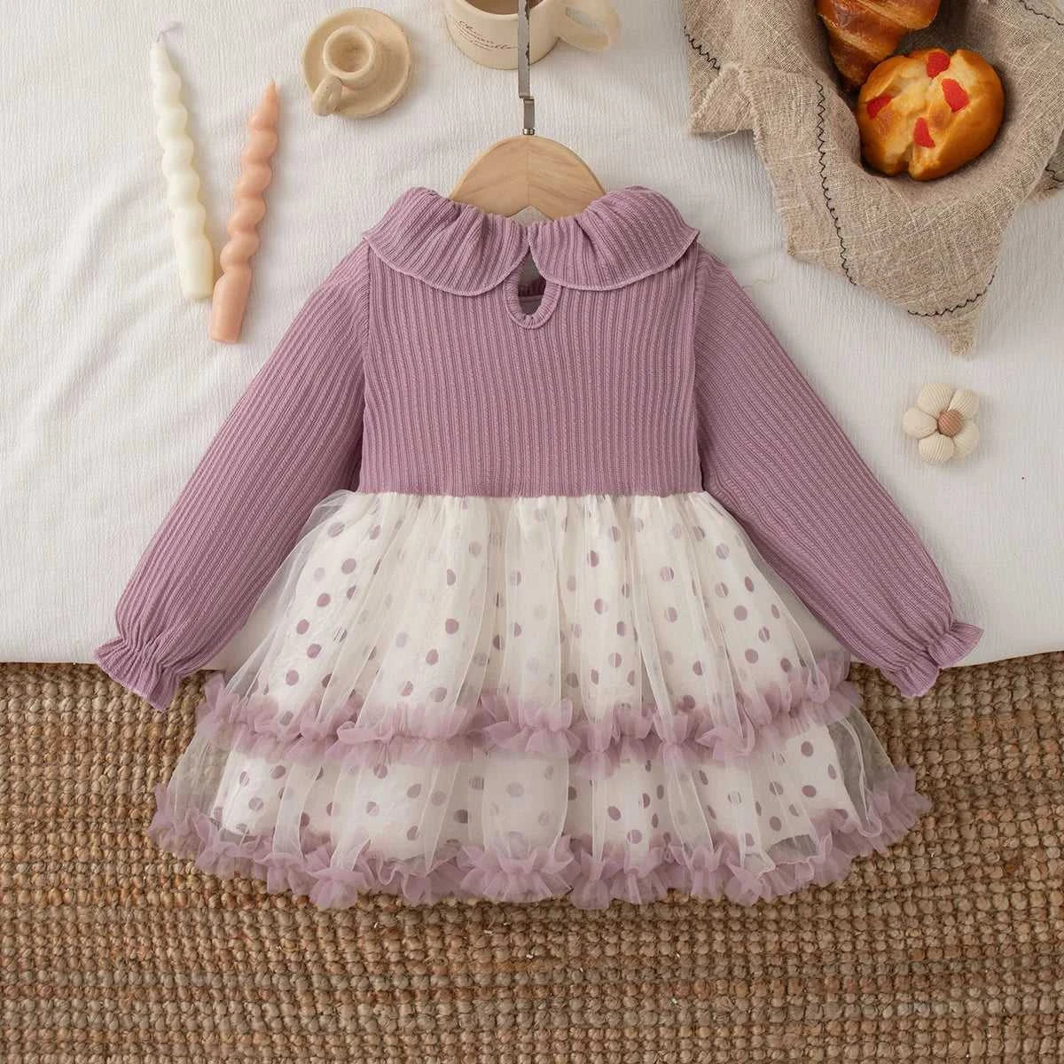 Baby Girl Birthday Party Dress Tulip Polka Dot Knitted Doll Neck Mesh Baby Girl Dress Gentle And Sweet Baby Girl Clothing The jack market .AU The jack market .AU Mum & Kids: Essential Products for Every Family $ 30 14:496;200000463:200661895#L(9-12M)