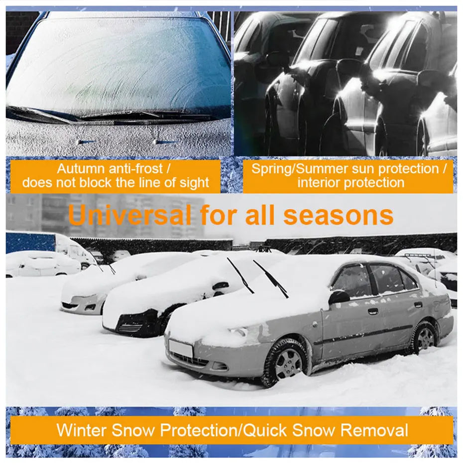 Car Windshield Cover Front Windscreen Sunshade Half Cover Car Exterior Snow Shield Cover Vehicles Protective Shade for Sedan SUV