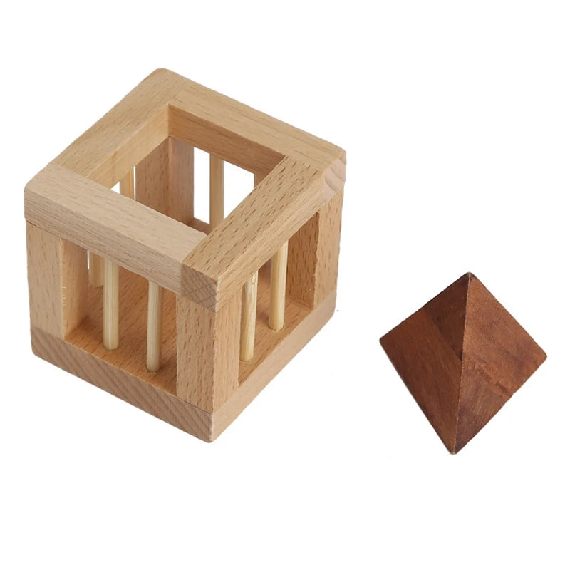 Wooden Puzzle 3D Unlock Brain Teasers Cage Apart Triangle Luban Lock Educational Intellectual Toys Juegos De Ingenio Y Logica